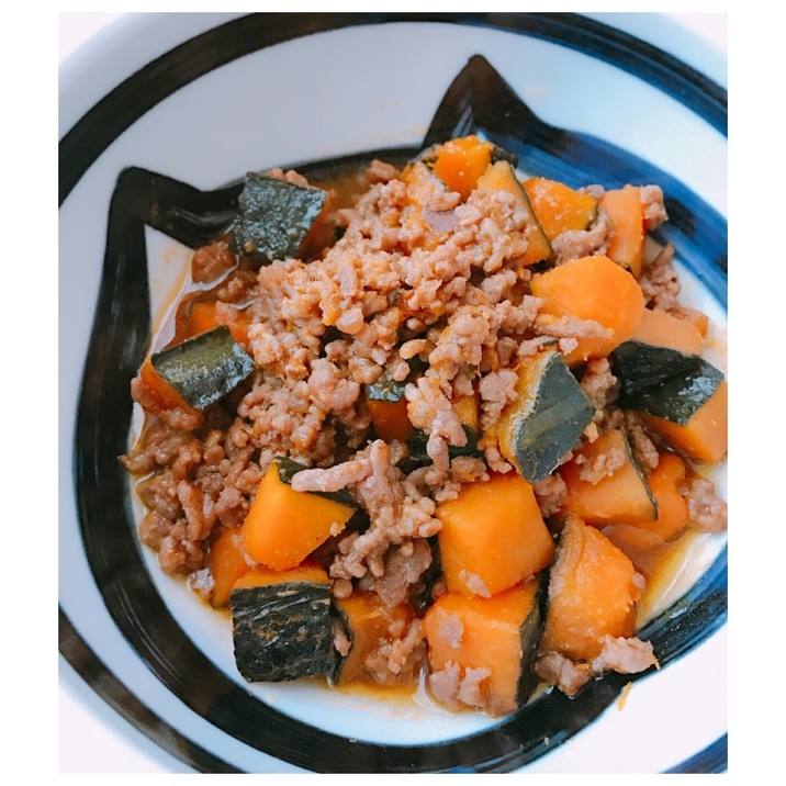 煮崩れしにくい!コクうま♡カボチャそぼろ煮♪